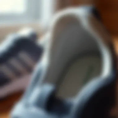 Close-up of comfortable shoe interior emphasizing cushioning