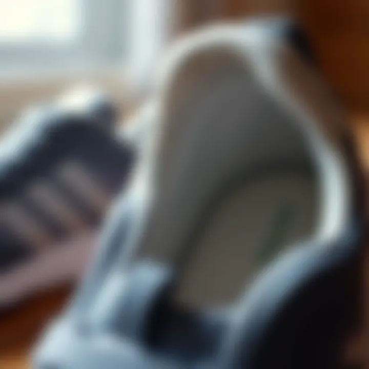 Close-up of comfortable shoe interior emphasizing cushioning