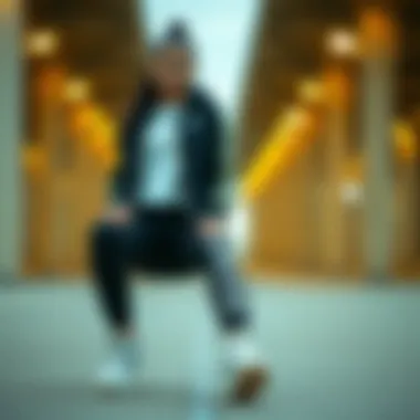 Fashionable sports outfit paired with trendy footwear