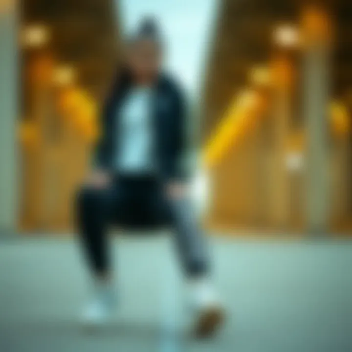 Fashionable sports outfit paired with trendy footwear