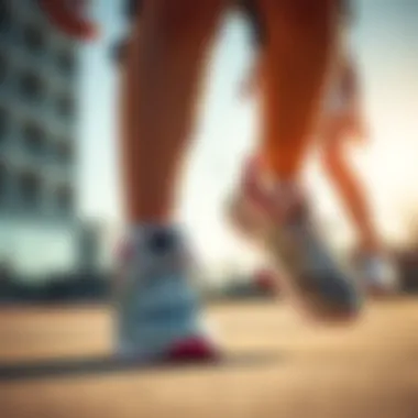 A child playing energetically in trendy sneakers, highlighting comfort and performance.