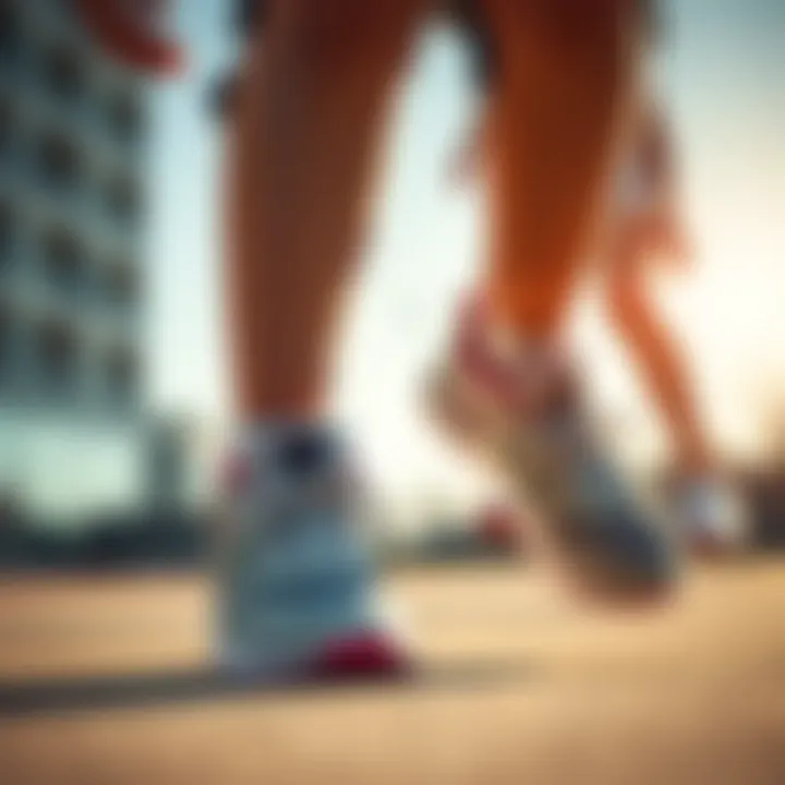 A child playing energetically in trendy sneakers, highlighting comfort and performance.