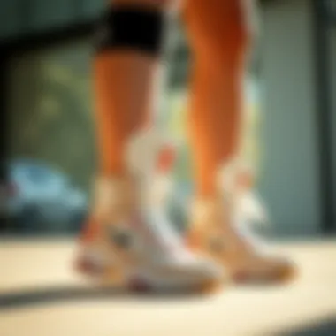 Women showcasing sporty boots in an active environment