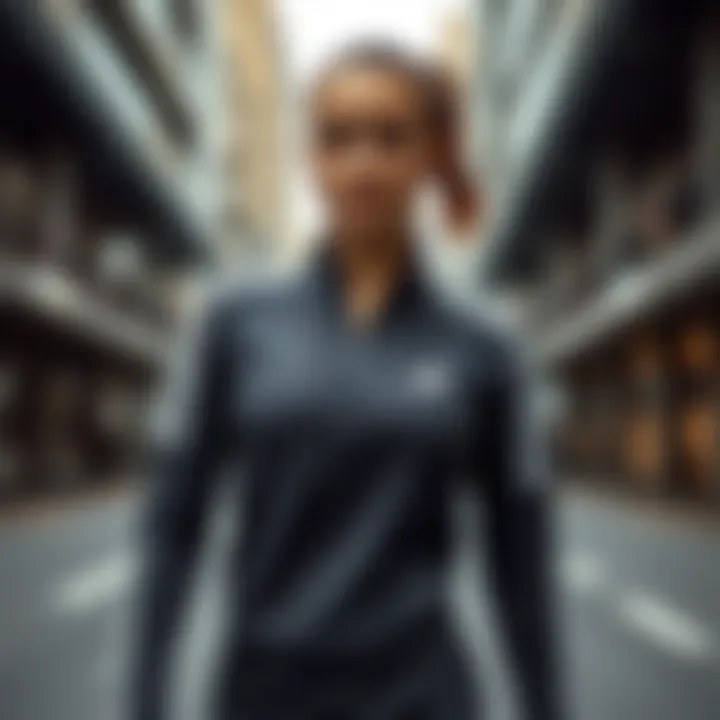 Urban Chic Meets Performance Active woman wearing adidas zip-up top in an urban setting