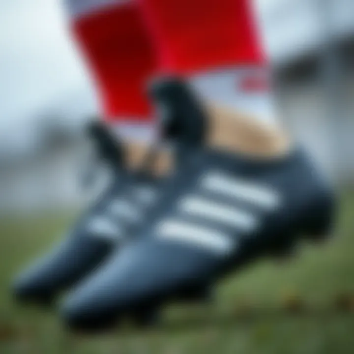 Close-up of technical features of the boots