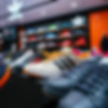 Discover New Footwear Collections at Adidas Outlet A display of new Adidas footwear in a vibrant outlet setting