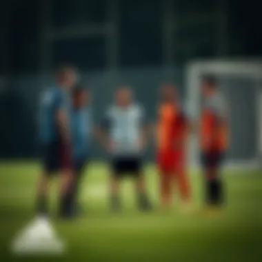 Group of footballers discussing performance with adidas Predator Freak + FG