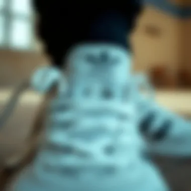 Close-up of Adidas shoe features highlighting comfort and support.