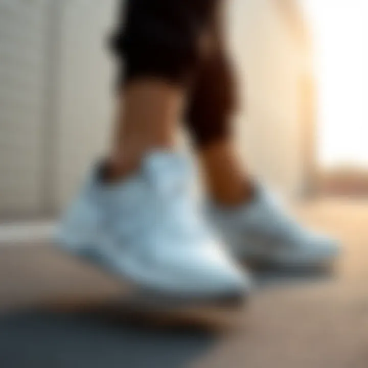 Elegance in Motion Sleek design of Asics white sports shoes showcasing elegance and comfort