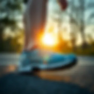 Dynamic running shot showcasing Asics Gel shoes