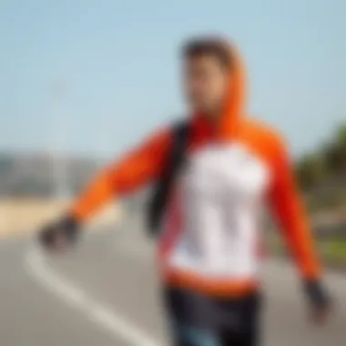 Athlete in Trendy Sports Apparel During Outdoor Activities An athlete engaging in outdoor activities wearing trendy sports apparel.