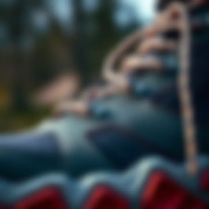 Close-up of breathable materials used in hiking shoes