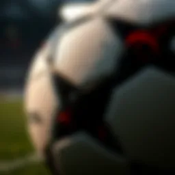 Close-up of the Champions League final ball showcasing its design and texture.