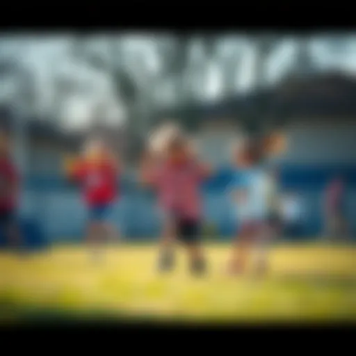 A group of children engaging in playful outdoor exercises