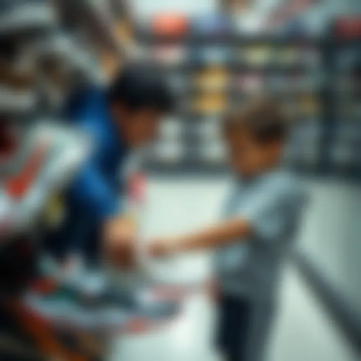 A parent and child selecting shoes together, showcasing the importance of choosing the right fit.