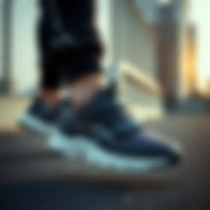 Man wearing sporty velcro shoes during workout