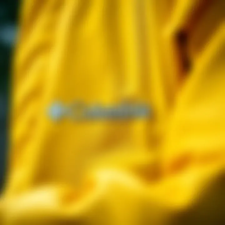 Close-up of the Columbia yellow jacket's fabric and textures