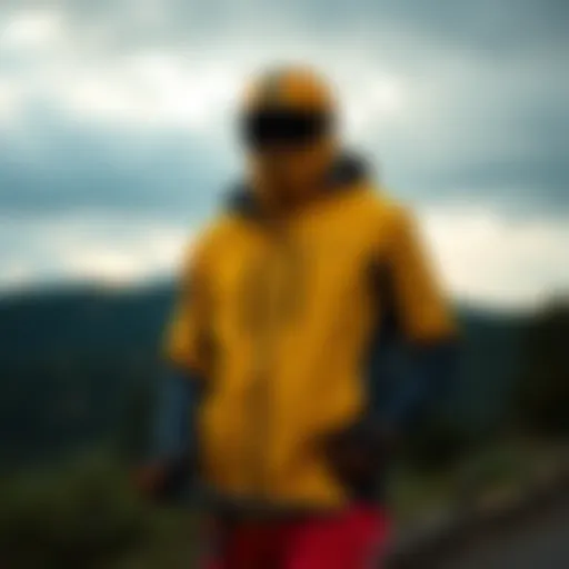 Stylish Columbia yellow jacket in an outdoor setting