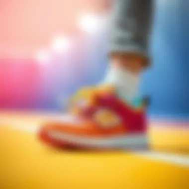 A stylish collection of children's shoes showcasing vibrant colors and designs.