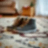 Cozy winter footwear options displayed on a stylish rug