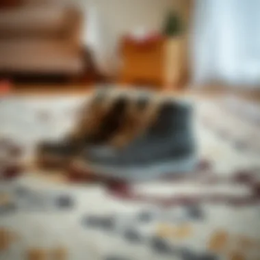 Cozy Winter Footwear Cozy winter footwear options displayed on a stylish rug