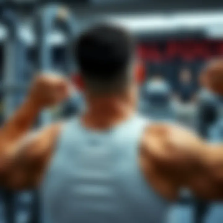 Athlete performing a shoulder press exercise focusing on deltoid engagement