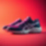 A stylish pair of athletic shoes on a vibrant background