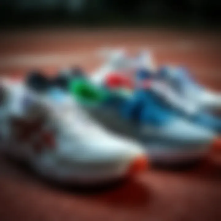 Diverse styles of sports shoes for boys laid out