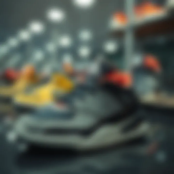 Stylish sports shoes for boys on display