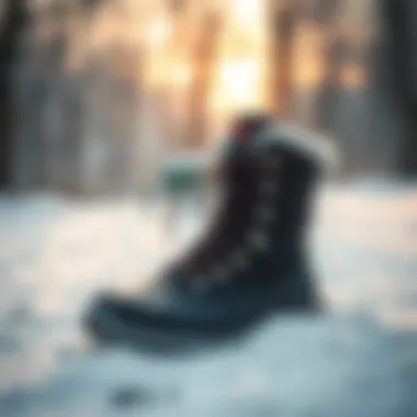 Functional winter boots in snowy environment