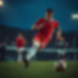 Dynamic football player showcasing long socks on the field