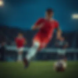 Dynamic football player showcasing long socks on the field