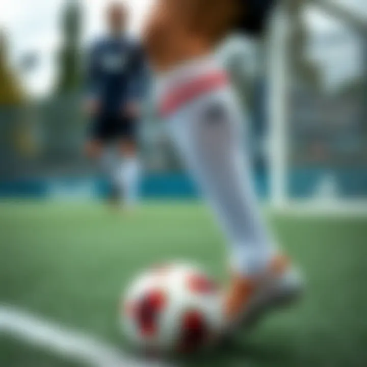 Stylish football long socks in a fashionable setting