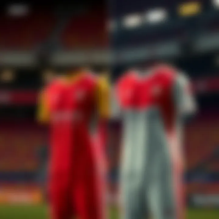 Comparison of color schemes in Galatasaray jerseys from 2020 to 2021