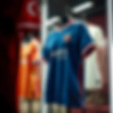 Stylish presentation of Galatasaray jerseys on display