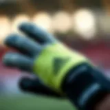 Detailed view of goalkeeper glove material and design
