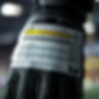 Close-up of glove sizing chart and fitting tips