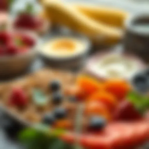 A colorful spread of healthy breakfast alternatives featuring fruits and grains