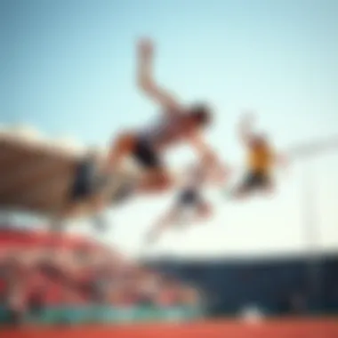 A high jump competition showcasing various styles