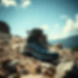 Hiking Boots on Rocky Terrain Hiking boots on rocky terrain during an outdoor adventure