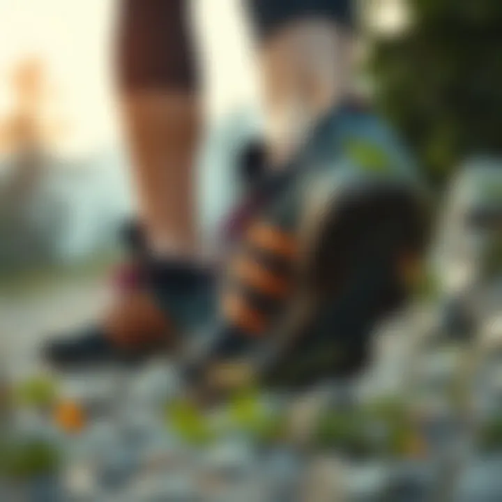 Choosing the Right Outdoor Footwear A person hiking wearing the right outdoor footwear