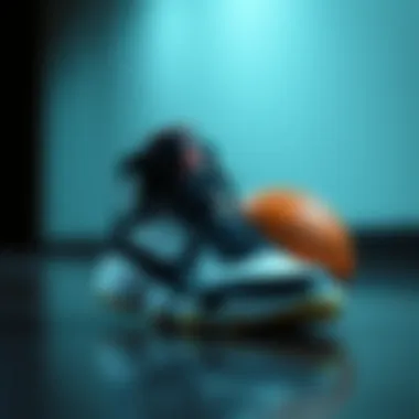 A stylish display of Jordan basketball shoes paired with the basketball