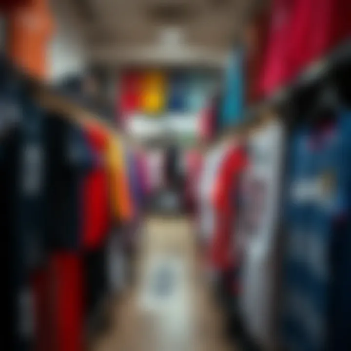 Diverse Sports Apparel Collection A vibrant display of sports apparel showcasing various designs and colors.