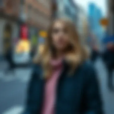 Stylish woman wearing a modern parka in an urban setting