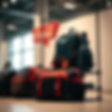 Trendy Sports Bags in Modern Context Trendy sports bags displayed in a modern setting