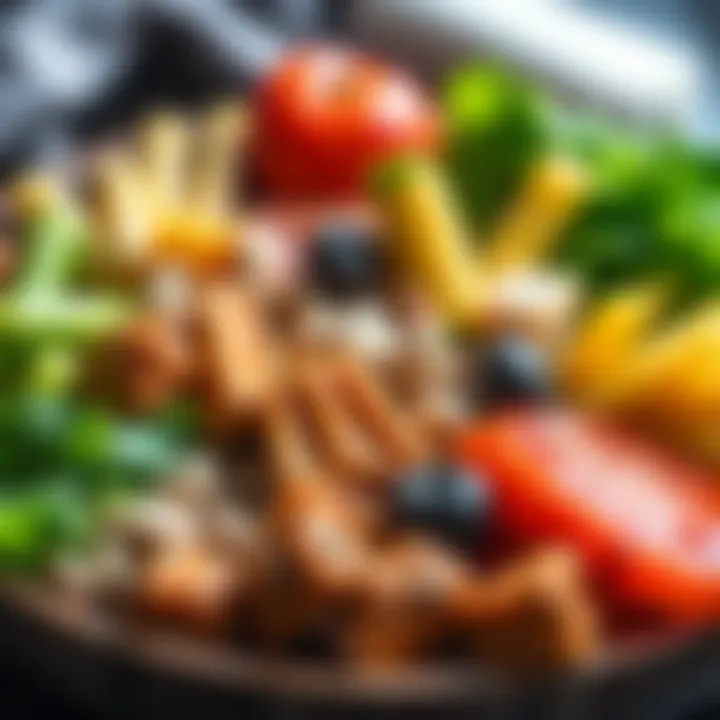 Balanced Meal for Muscle Growth A balanced meal plate showcasing protein, carbs, and fats