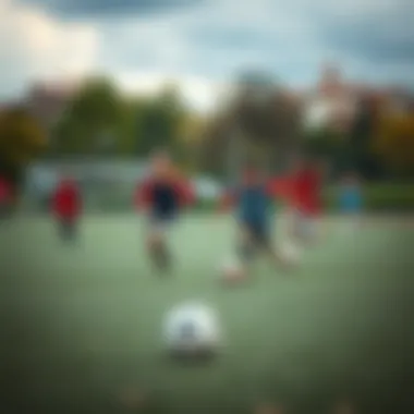 A diverse group of kids playing soccer in a park