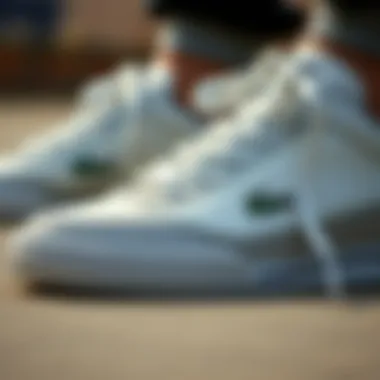 Craftsmanship in Lacoste Sneakers Close-up view of Lacoste sneaker detailing highlighting craftsmanship.