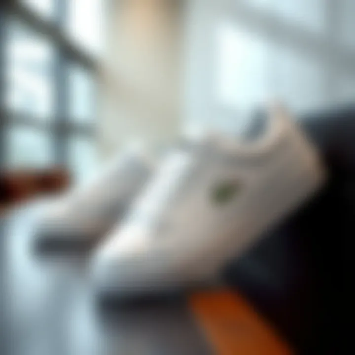 Lacoste white sneakers on a stylish background