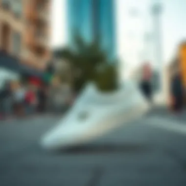 Lacoste white sneakers in an urban setting